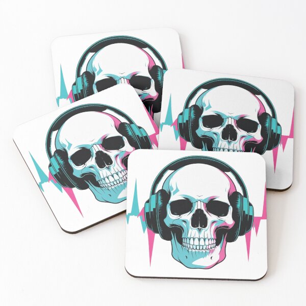 Item preview, Silent Rebels – Skull Headphones Glitchwave Tee designed and sold by ArtiLand.