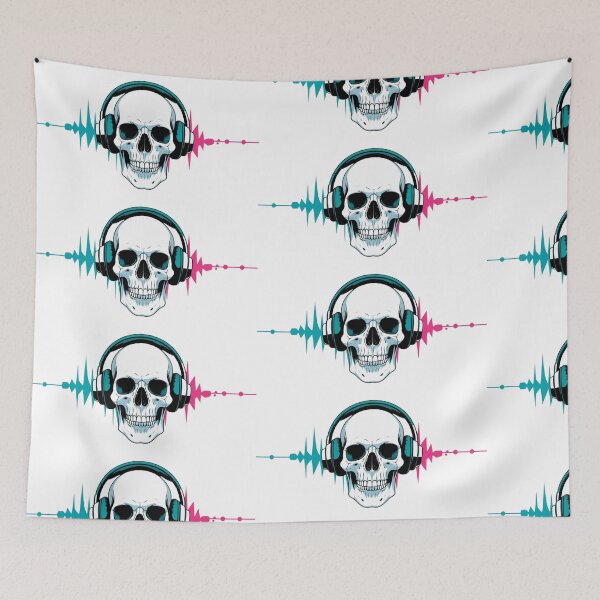Item preview, Silent Rebels – Skull Headphones Glitchwave Tee designed and sold by ArtiLand.