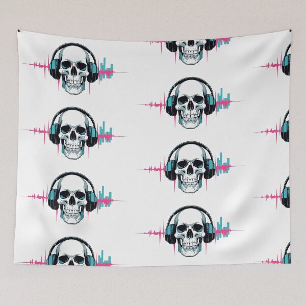 Item preview, Silent Rebels – Skull Headphones Glitchwave Tee designed and sold by ArtiLand.