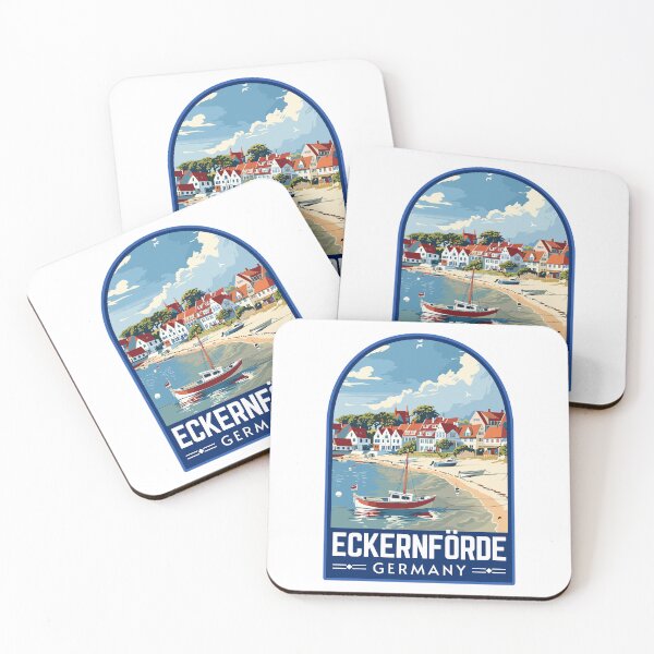 Item preview, Eckernförde in Schleswig-Holstein Germany Retro Travel Art Landscape designed and sold by MaateoDesign.