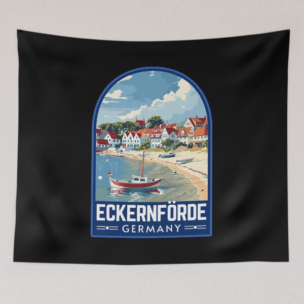 Artikelvorschau, Eckernförde in Schleswig-Holstein, Deutschland, Retro-Reisekunstlandschaft entworfen und verkauft von MaateoDesign.
