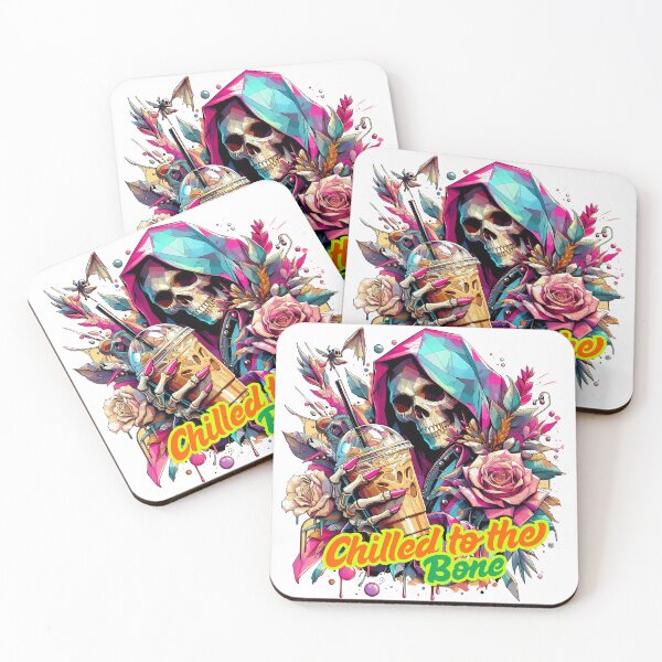 Item preview, Skull Chill Vibes with Iced Coffee & Flowers designed and sold by KMHArts.