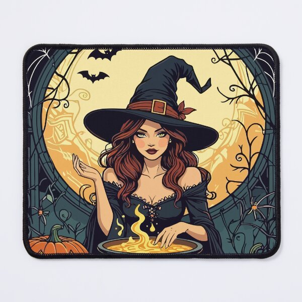 Item preview, Whimsically Enchanting Witch With Spiders and Jack O Lanterns designed and sold by taiche.