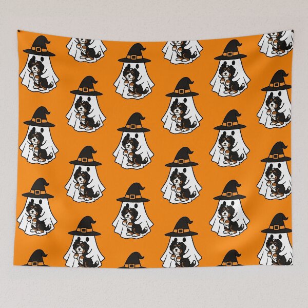 Item preview, Bernedoodle Dog Halloween Ghost Witch Hat Mom Dad Kids designed and sold by FurryHavenPH.