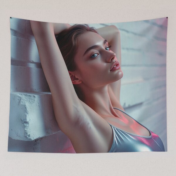Item preview, Beautiful Woman lying with neon light with her arms behind her head designed and sold by Vintage Designs +.