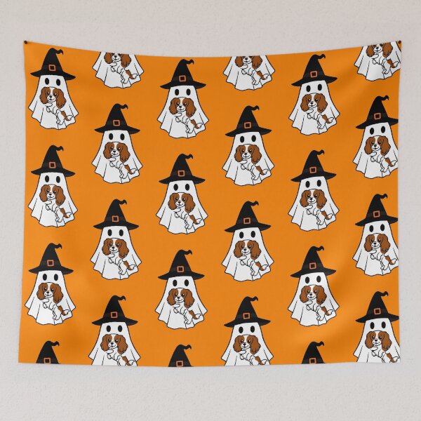 Item preview, Cavalier King Charles Spaniel Dog Halloween Ghost Witch Hat Mom Dad Kids designed and sold by FurryHavenPH.