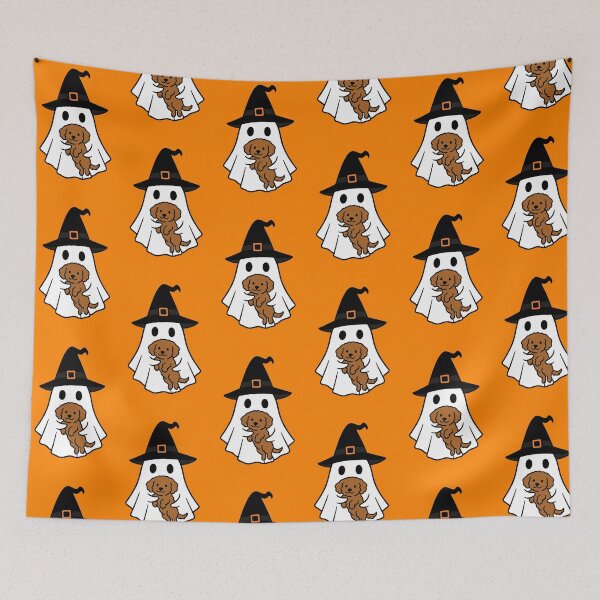 Artikelvorschau, Cavapoo Hund Halloween Geist Hexenhut Mama Papa Kinder entworfen und verkauft von FurryHavenPH.