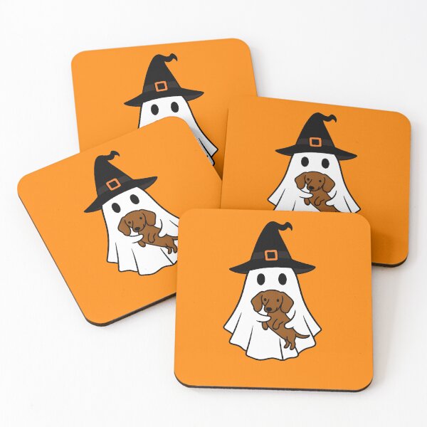 Artikelvorschau, Dackel Hund Halloween Geist Hexenhut Mama Papa Kinder entworfen und verkauft von FurryHavenPH.