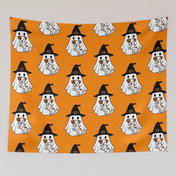 Item preview, Jack Russell Dog Halloween Ghost Witch Hat Mom Dad Kids designed and sold by FurryHavenPH.