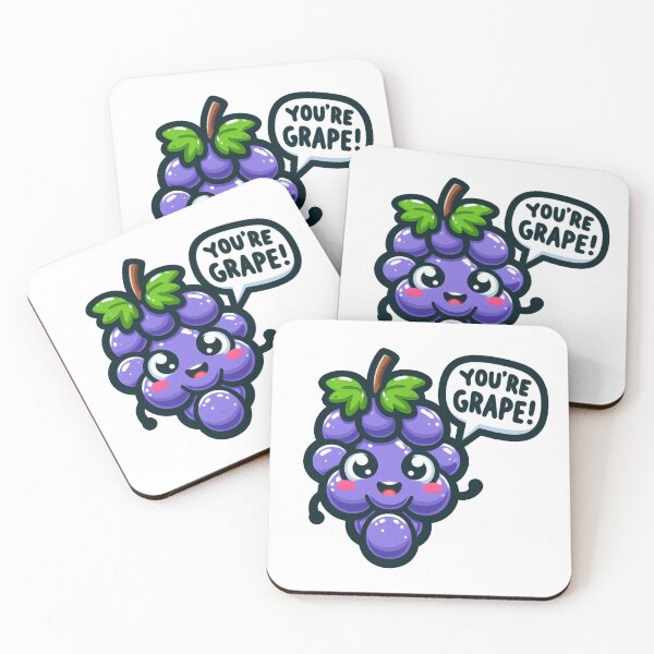 Item preview, You're Grape - Cute Kawaii Grape with Positive Wordplay, you're great! designed and sold by SketchOnScreen.