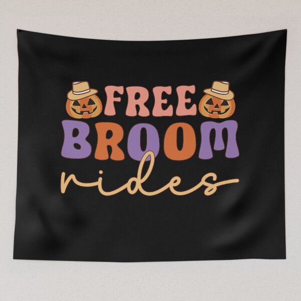 Item preview, Retro Free Broom Rides – Halloween Pumpkin Vintage designed and sold by artcultreone.
