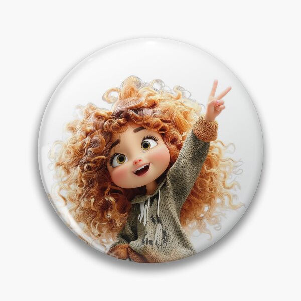 Item preview, Cheerful Curly-Haired Girl – Cute 3D Character Art designed and sold by ai_granny.