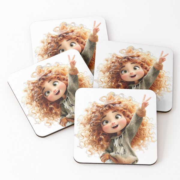 Item preview, Cheerful Curly-Haired Girl – Cute 3D Character Art designed and sold by ai_granny.