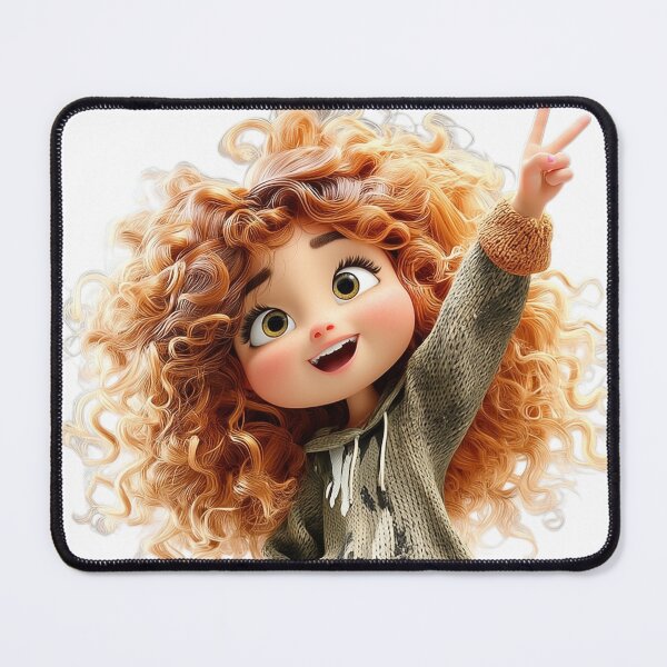 Item preview, Cheerful Curly-Haired Girl – Cute 3D Character Art designed and sold by ai_granny.