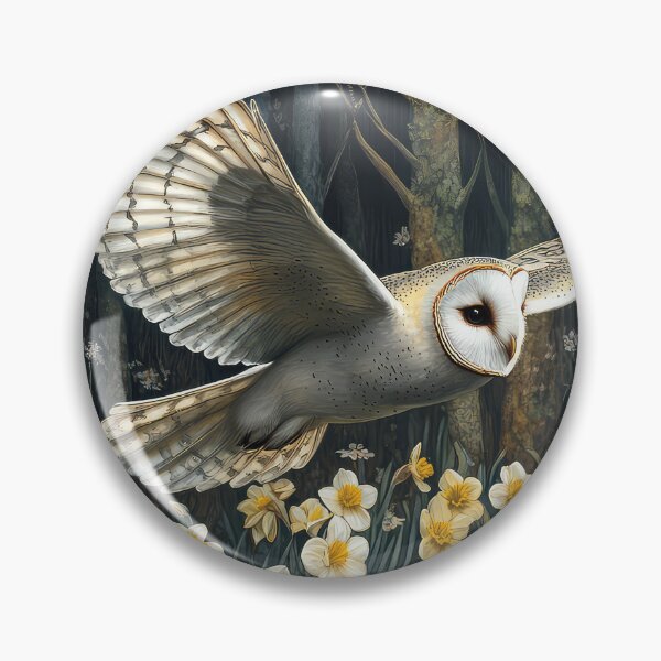 Item preview, Barn Owl in flight in a woodland designed and sold by thewandswant.
