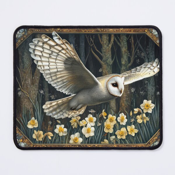 Item preview, Barn Owl in flight in a woodland designed and sold by thewandswant.