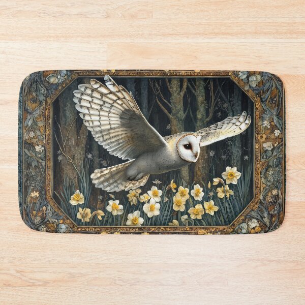 Item preview, Barn Owl in flight in a woodland designed and sold by thewandswant.