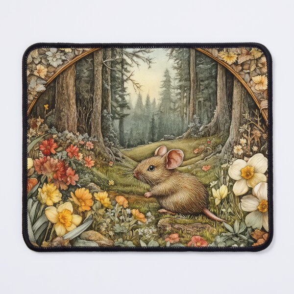 Item preview, Door Mouse in the woodland with flowers designed and sold by thewandswant.