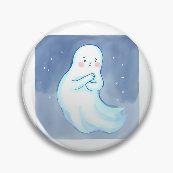 Item preview, A semi-transparent ghost floating in the air, crossing its arms, frowning slightly with a disappointed expression, watching someone from behind doing something mischievous. designed and sold by Palmate-m.