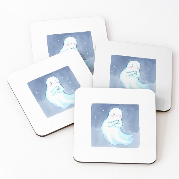Item preview, A semi-transparent ghost floating in the air, crossing its arms, frowning slightly with a disappointed expression, watching someone from behind doing something mischievous. designed and sold by Palmate-m.