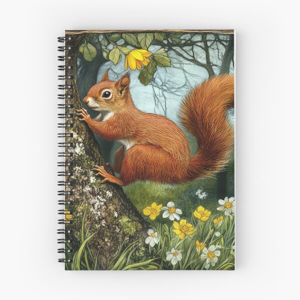 Item preview, Red Squirrel Tree Floral meadow designed and sold by thewandswant.