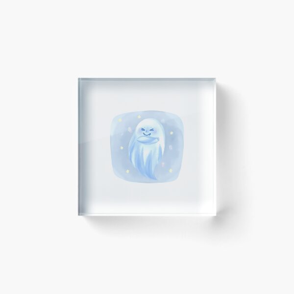 Item preview, A semi-transparent ghost floating in the air, crossing its arms, frowning slightly with a disappointed expression, watching someone from behind doing something mischievous. designed and sold by Palmate-m.