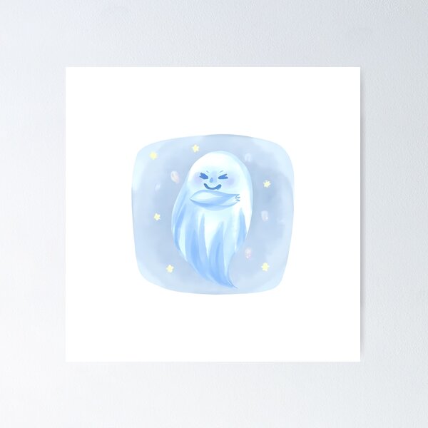 Item preview, A semi-transparent ghost floating in the air, crossing its arms, frowning slightly with a disappointed expression, watching someone from behind doing something mischievous. designed and sold by Palmate-m.