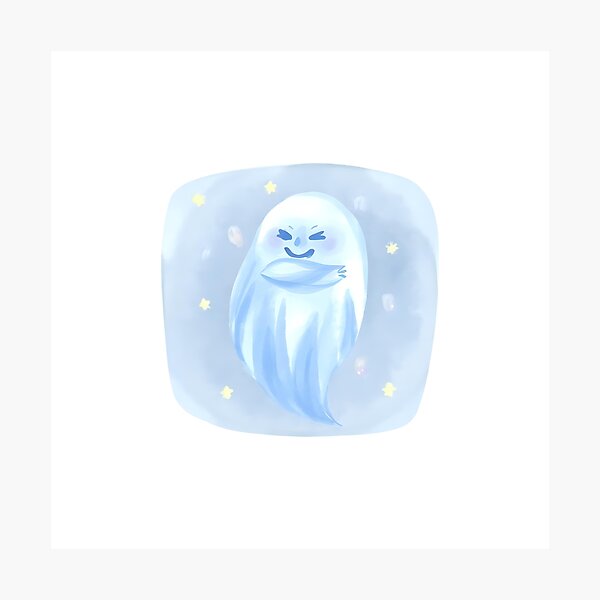 Item preview, A semi-transparent ghost floating in the air, crossing its arms, frowning slightly with a disappointed expression, watching someone from behind doing something mischievous. designed and sold by Palmate-m.