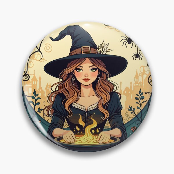 Item preview, Whimsically Enchanting Witch With Spiders and Round Pot designed and sold by taiche.