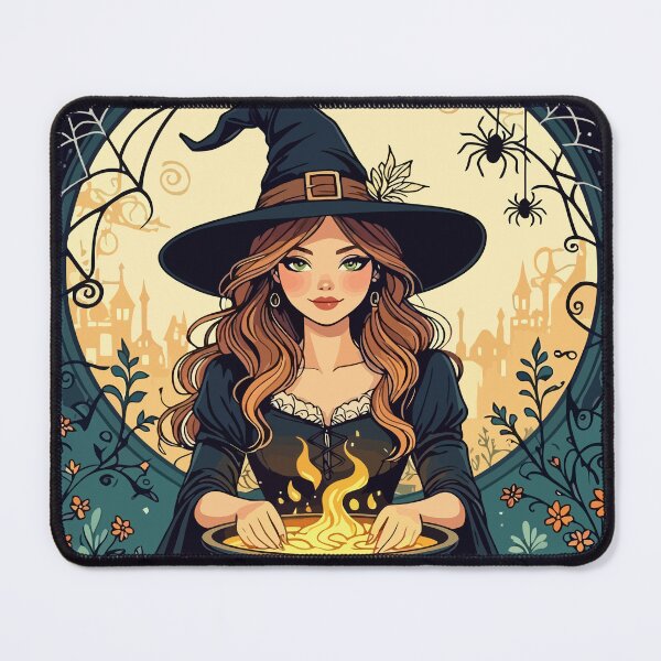 Item preview, Whimsically Enchanting Witch With Spiders and Round Pot designed and sold by taiche.