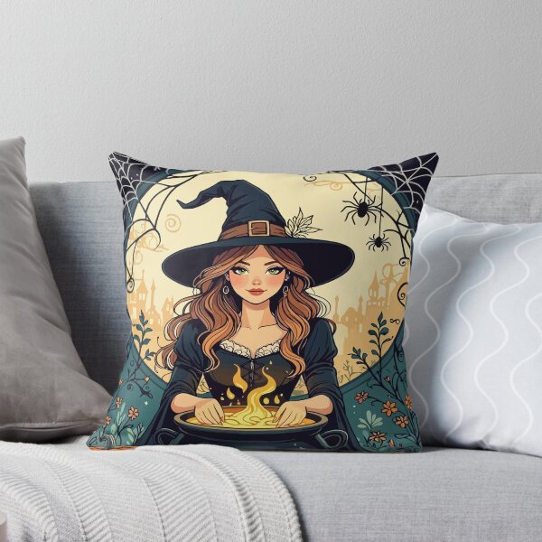 Item preview, Whimsically Enchanting Witch With Spiders and Round Pot designed and sold by taiche.