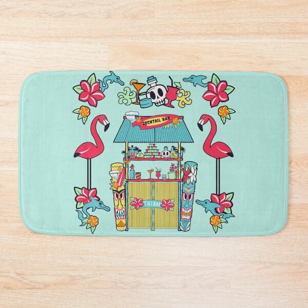Item preview, Tiki Cocktail Bar Tropical Party Illustration with Totems & Flamingo designed and sold by Webstudio  2Amigos.