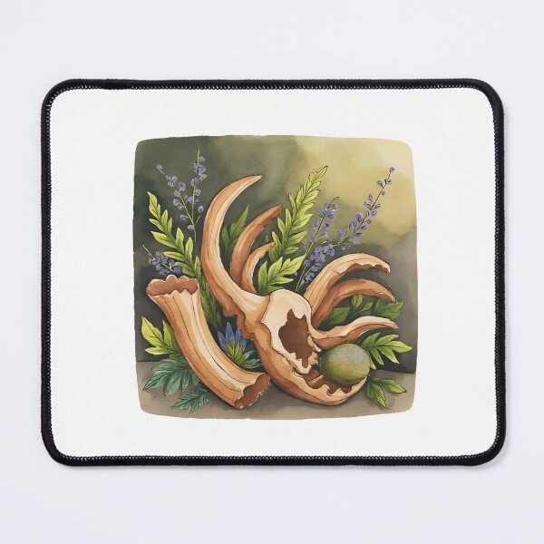 Item preview, An artistic still life featuring delicate animal bones intertwined with lush botanical elements – ferns, poisonous flowers, moss, and vines. designed and sold by Palmate-m.
