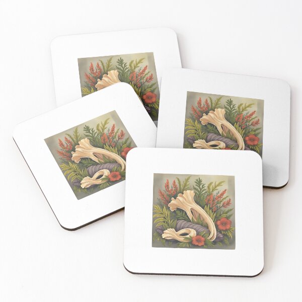 Item preview, An artistic still life featuring delicate animal bones intertwined with lush botanical elements – ferns, poisonous flowers, moss, and vines. designed and sold by Palmate-m.