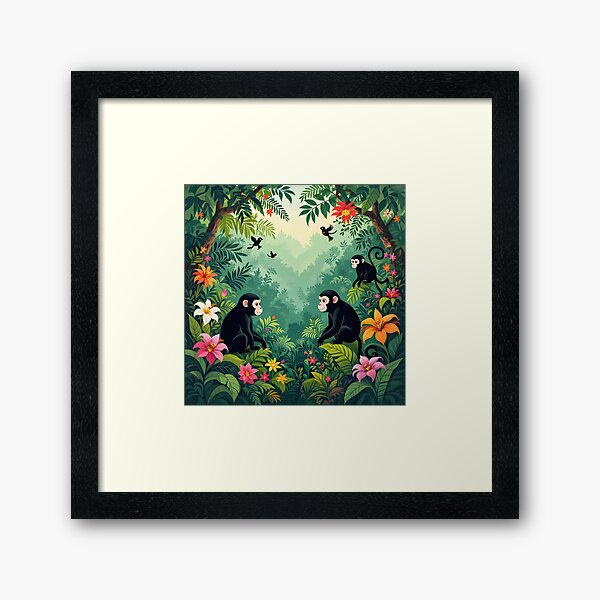 Vista previa del artículo con la obra «monos en el bosque», diseñado y vendido por Meets-the-eye.