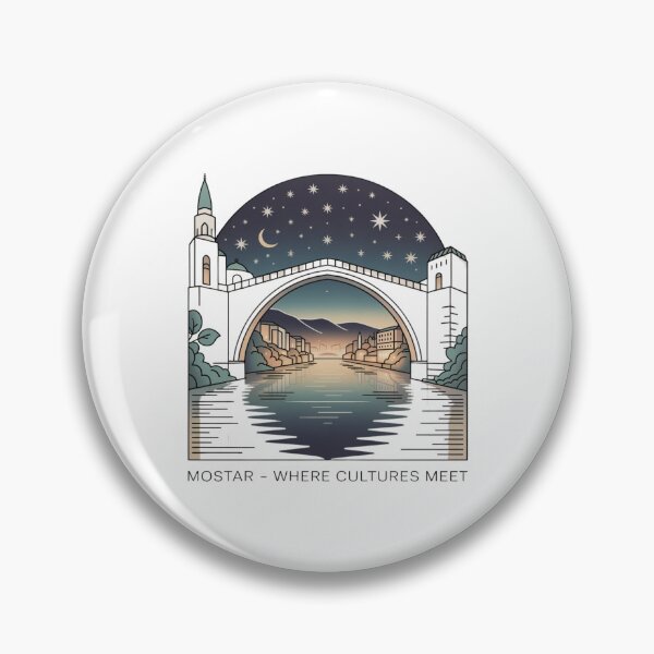 Item preview, Mostar Sticker – Where Cultures Meet | Minimal Line Art Travel Design designed and sold by Timeless Design.