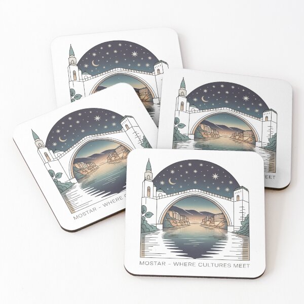 Item preview, Mostar Sticker – Where Cultures Meet | Minimal Line Art Travel Design designed and sold by Timeless Design.
