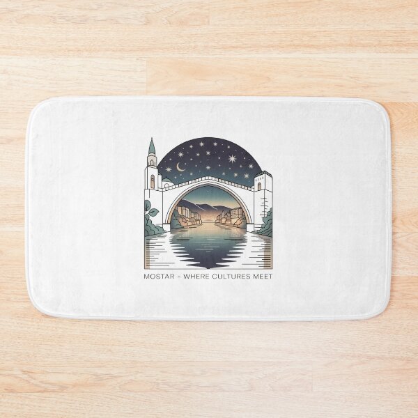 Item preview, Mostar Sticker – Where Cultures Meet | Minimal Line Art Travel Design designed and sold by Timeless Design.