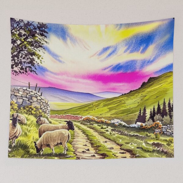 Item preview, Sunset over Dartmoor（watercolour + AI) designed and sold by artsmeow.