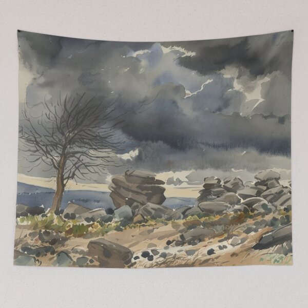 Item preview, Storm over Combestone Tor2 AI（watercolour + AI) designed and sold by artsmeow.