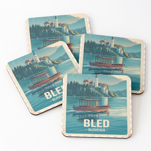 Item preview, Bled Slovenia Travel Stamp | Fairytale Lake designed and sold by Timeless Design.