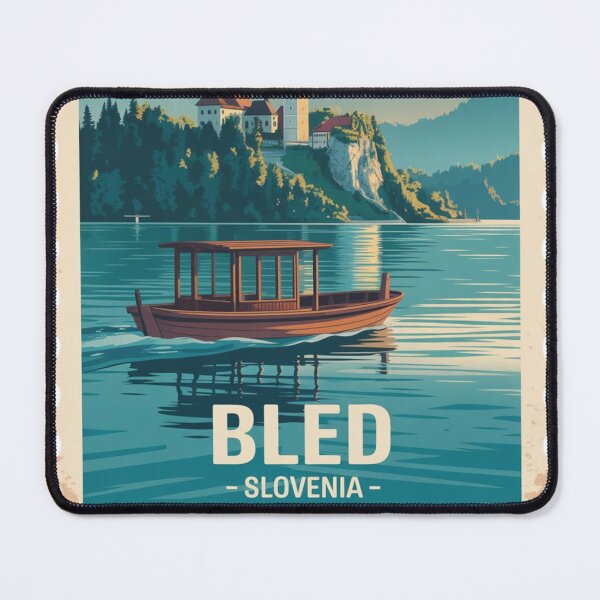 Item preview, Bled Slovenia Travel Stamp | Fairytale Lake designed and sold by Timeless Design.