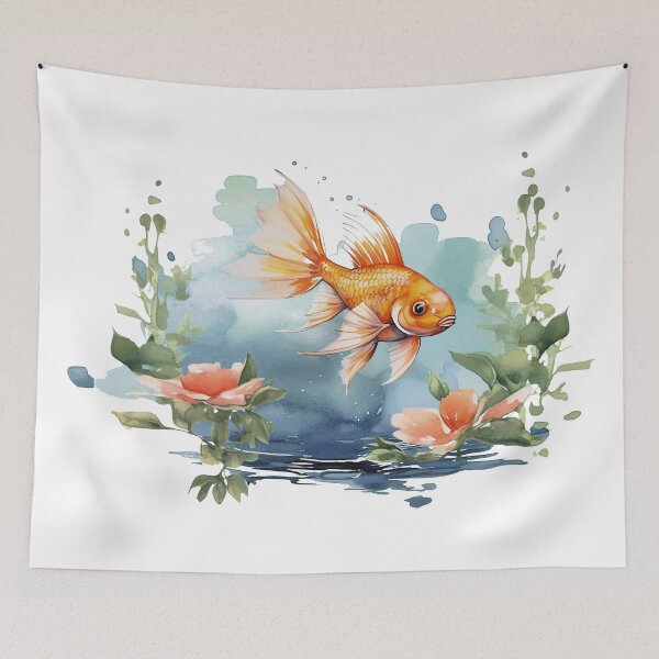 Item preview, Nature’s Serenity – Goldfish Blossoms 4 | Floating Fish Among Floral Reflections designed and sold by doingly.