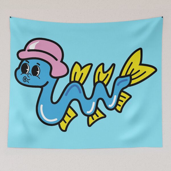 Item preview, Wiggly Fish Soldier Cartoon Sea Warrior with a Helmet designed and sold by Webstudio  2Amigos.