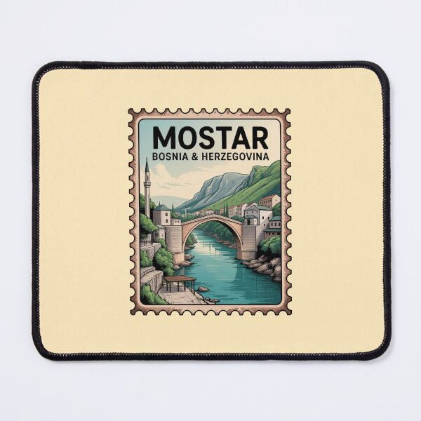 Item preview, Mostar Bosnia Travel Sticker | Vintage Stari Most Stamp designed and sold by Timeless Design.