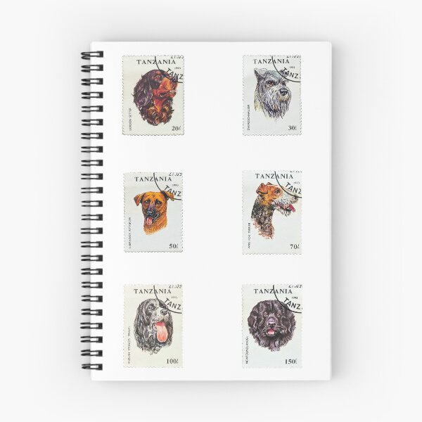 Item preview, Bundle dog sticker Postage stamp Tanzania, 1993. The series dogs, Gordon Setter, Dwarf Schnauzer, Labrador Retriever, Wire Fox Terrier, English Springer Spaniel, Newfoundlander designed and sold by BlareBlare.