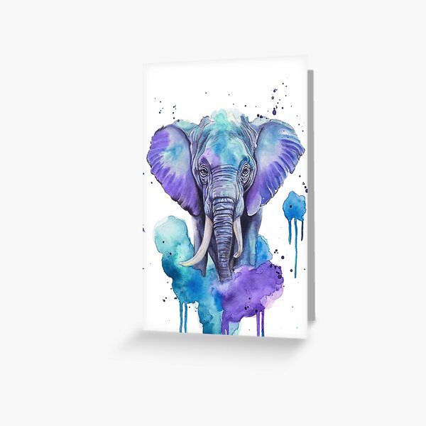 Item preview, Colourful Elephant Spirit Animal – Purple, Blue & Turquoise Watercolour Art designed and sold by calamarisky.