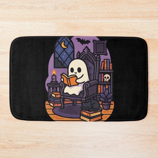 Item preview, Spooky Cozy Vibes | Goth Ghost Reading With Cute Cat | Spooky Cozy Art Print designed and sold by EnchantedDesigns .