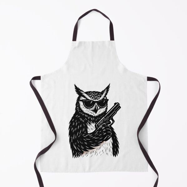 Item preview, Armed Owl – Chaotic Funny Owl With a Gun Illustration designed and sold by LuluHootDesigns.