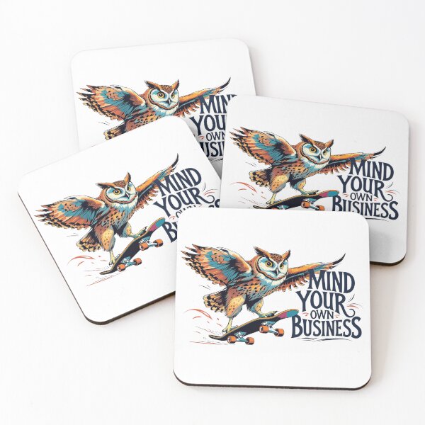 Item preview, Mind Your Own Business – Cool Owl on a Skateboard Funny Design designed and sold by LuluHootDesigns.